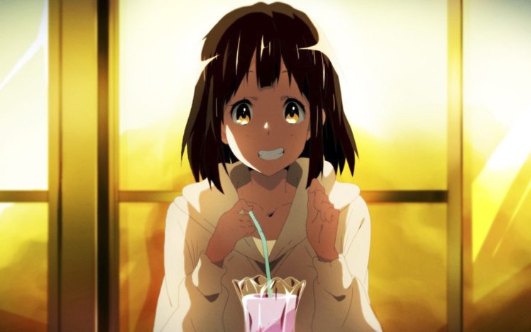 anime girls, Original characters, Brunette, Short hair, Milkshake HD Wallpaper Desktop Background