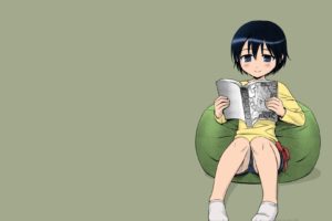manga, Mizui Kaou, Anime girls, Reading, Short hair, Short pants, Dark hair