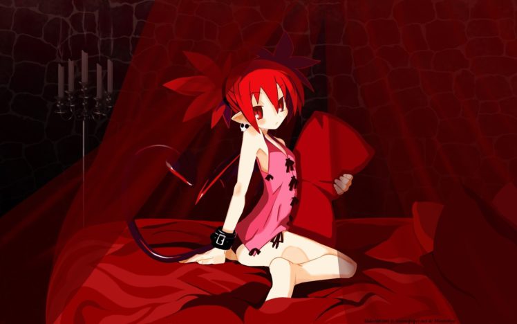 Disgaea, Anime girls, Anime, Redhead, Red eyes, Tail, Panties, Ecchi HD Wallpaper Desktop Background