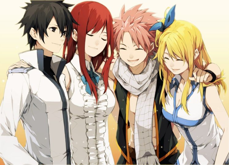 Fairy Tail, Heartfilia Lucy, Dragneel Natsu, Scarlet Erza, Fullbuster Gray HD Wallpaper Desktop Background