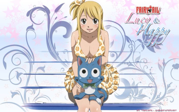 Fairy Tail, Heartfilia Lucy, Blonde, Happy (Fairy Tail) HD Wallpaper Desktop Background