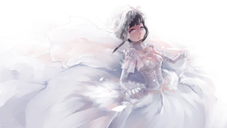 Hyuuga Hinata, Wedding dress HD Wallpaper Desktop Background