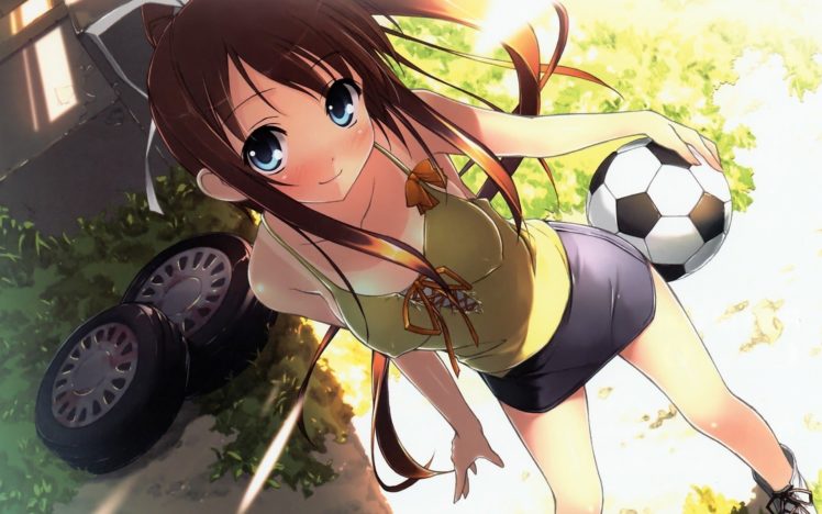 soccer, Anime, Anime girls, Miyazawa Midori, Natsu no Ame HD Wallpaper Desktop Background