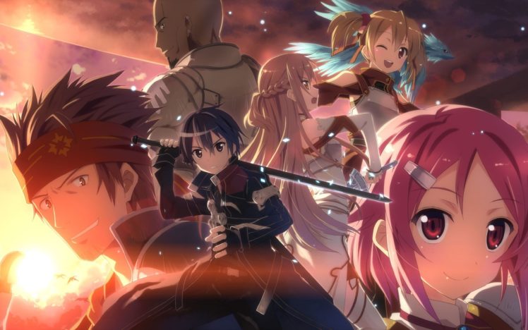 Sword Art Online, Kirigaya Kazuto, Yuuki Asuna, Shinozaki Rika, Ayano Keiko, Tsuboi Ryotaro, Anime HD Wallpaper Desktop Background