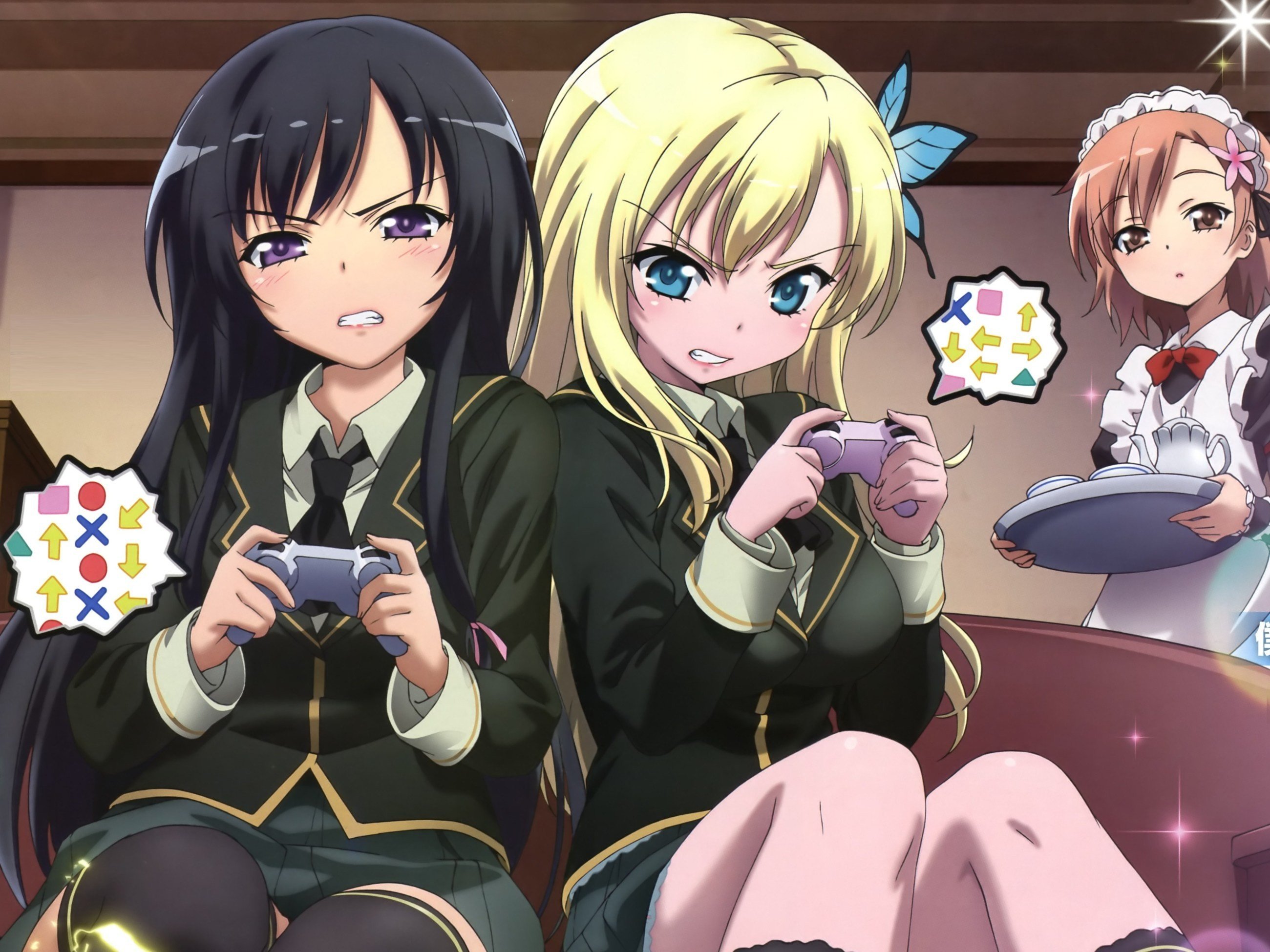 Boku wa Tomodachi ga Sukunai, Anime girls, Anime, School uniform, Schoolgirls, Blonde, Kashiwazaki Sena, Mikazuki Yozora, Brunette Wallpaper