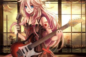 anime girls, Long hair, Guitar, Vocaloid, IA (Vocaloid)