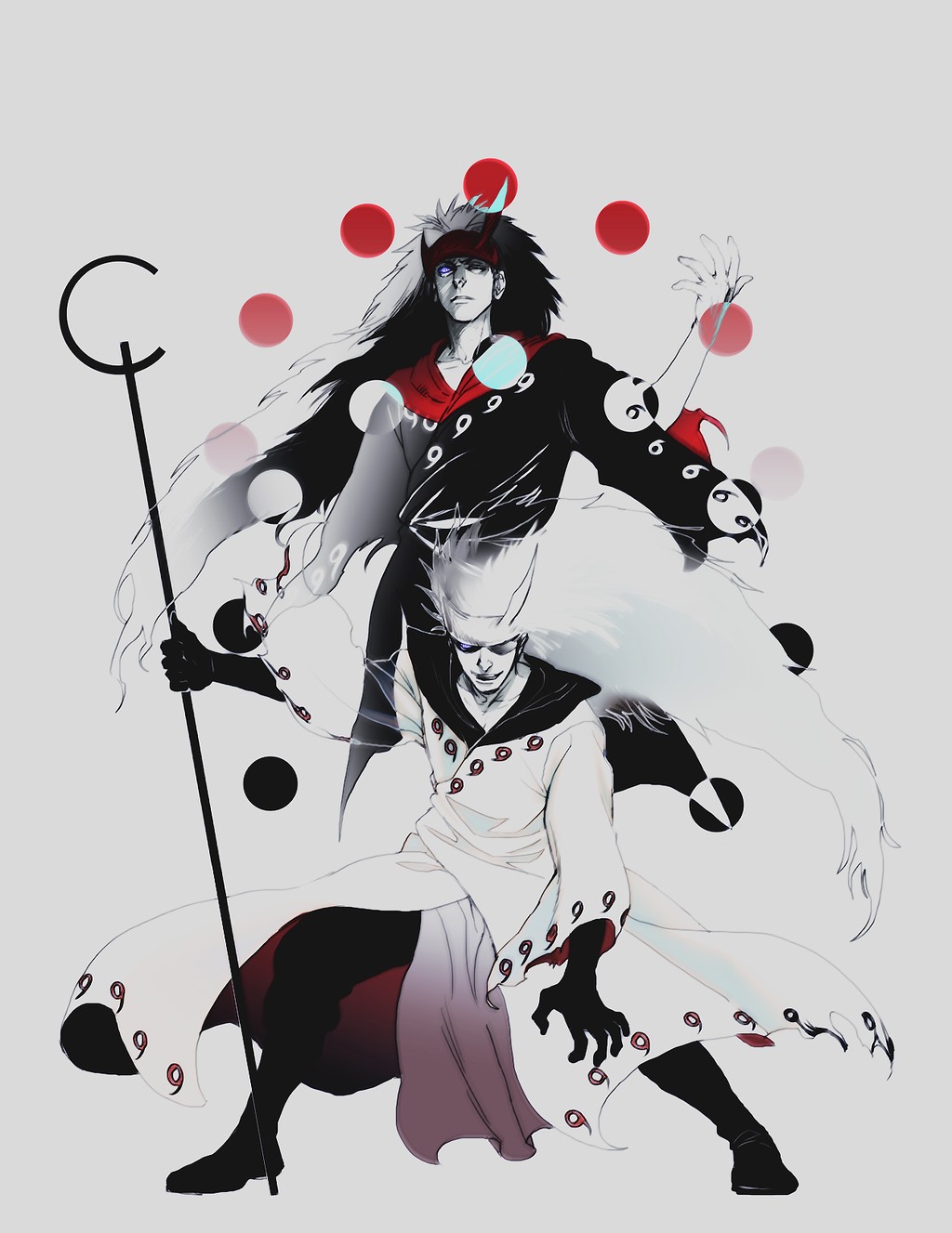 Naruto Shippuuden, Uchiha Madara, Selective coloring, Fan art Wallpaper
