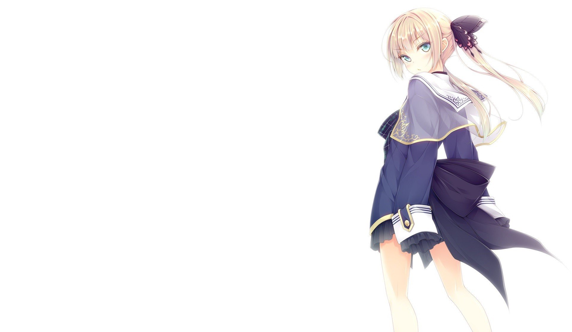 anime girls, Blonde, Simple background, White background Wallpaper