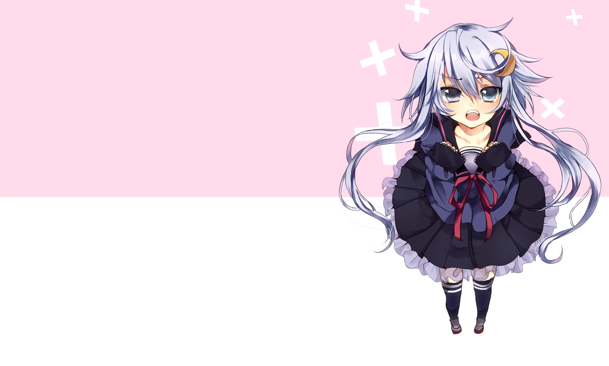 anime girls, Blue hair, Simple background Wallpaper