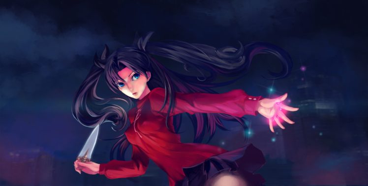 Fate Stay Night, Anime girls, Anime, Tohsaka Rin, Fate Series, Blue eyes, Dark hair HD Wallpaper Desktop Background