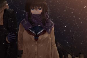 anime girls, School uniform, Original characters, Snow
