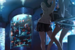anime, Original characters, Anime girls, School uniform, Aquarium