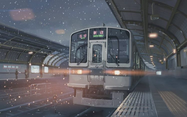 Makoto Shinkai, Train, Train station, Snow HD Wallpaper Desktop Background