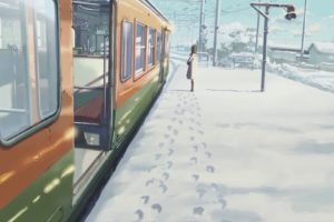 5 Centimeters Per Second, Makoto Shinkai, Train, Snow, Footprints, Anime