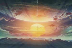 5 Centimeters Per Second, Sun rays, Sun, Contrails, Sky, Makoto Shinkai
