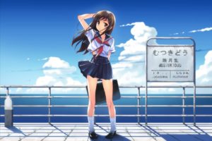 windy, School uniform, Original characters, Anime girls