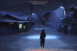 Makoto Shinkai, 5 Centimeters Per Second, Footprints, Winter, Snow, Street light, Night