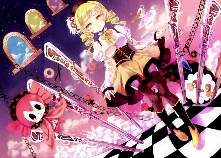 Mahou Shoujo Madoka Magica, Tomoe Mami, Gun, Donut HD Wallpaper Desktop Background