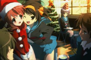 Suzumiya Haruhi, The Melancholy of Haruhi Suzumiya, Christmas, Nagato Yuki, Asahina Mikuru, Anime, Anime girls