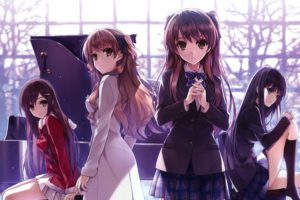 anime girls, Piano, School uniform, White Album, Morikawa Yuki, Ogata Rina, Ogiso Setsuna, Touma Kazusa