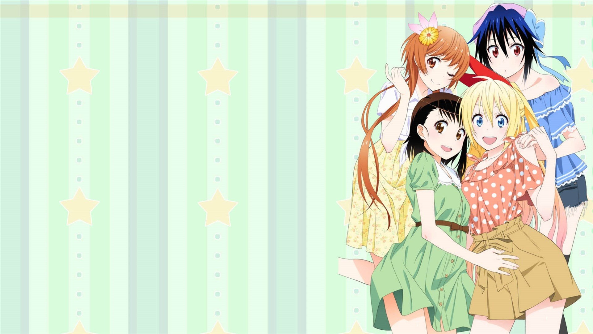 Nisekoi, Onodera Kosaki, Kirisaki Chitoge, Tachibana Marika, Tsugumi Seishirou, Anime girls Wallpaper