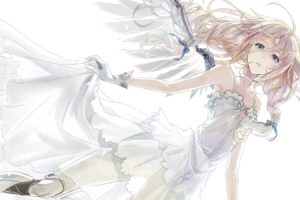 Vocaloid, IA (Vocaloid), Wings, Long hair, Ribbon, White dress, Anime girls, Anime