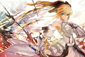 anime, Fate Series, Empress Nero, Saber Lily, Fate Stay Night
