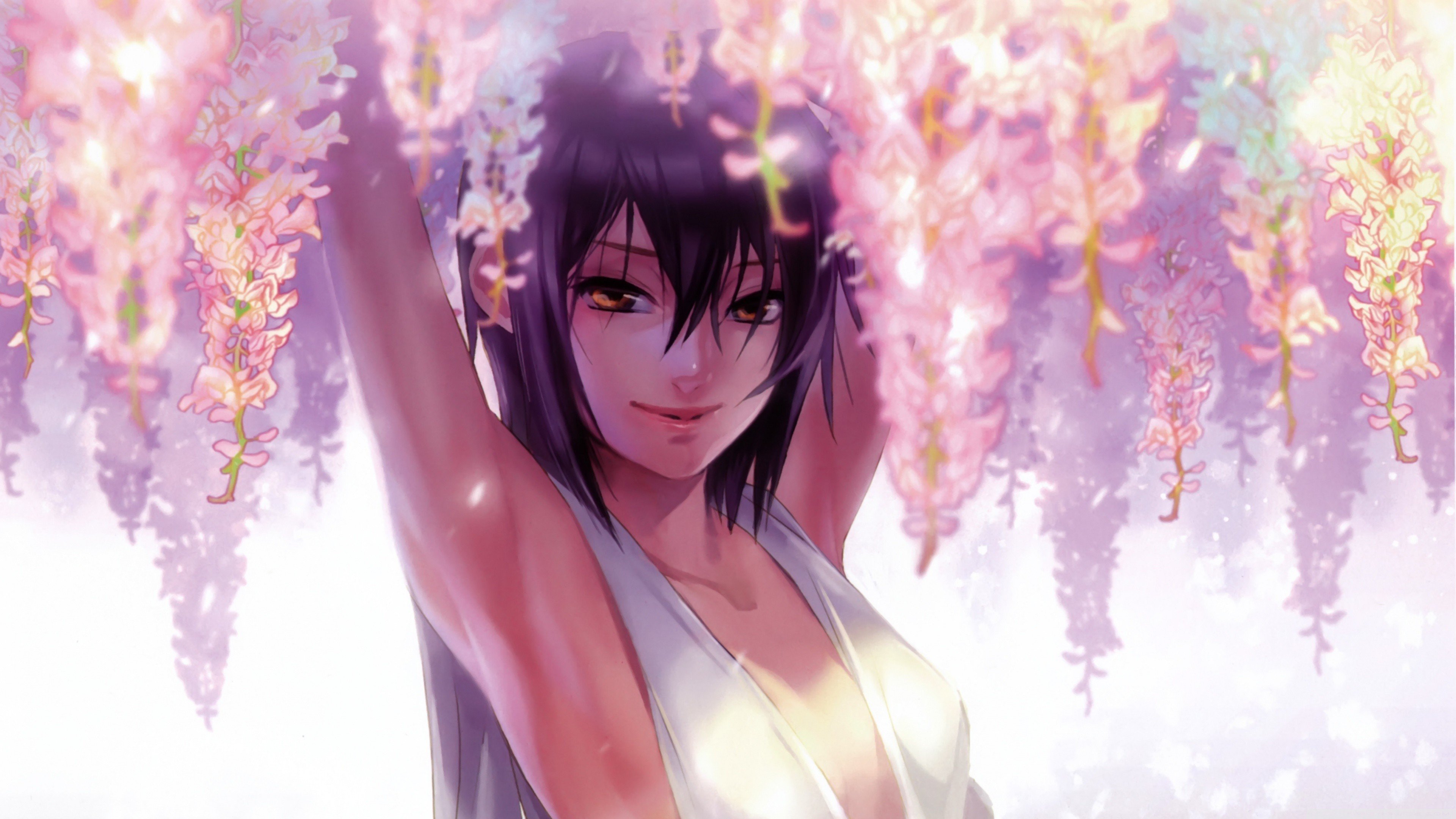 anime girls, Original characters, Flowers Wallpaper