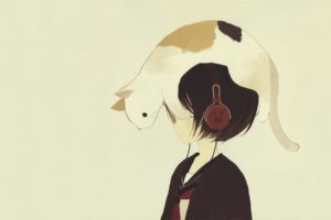 anime girls, Headphones, Original characters