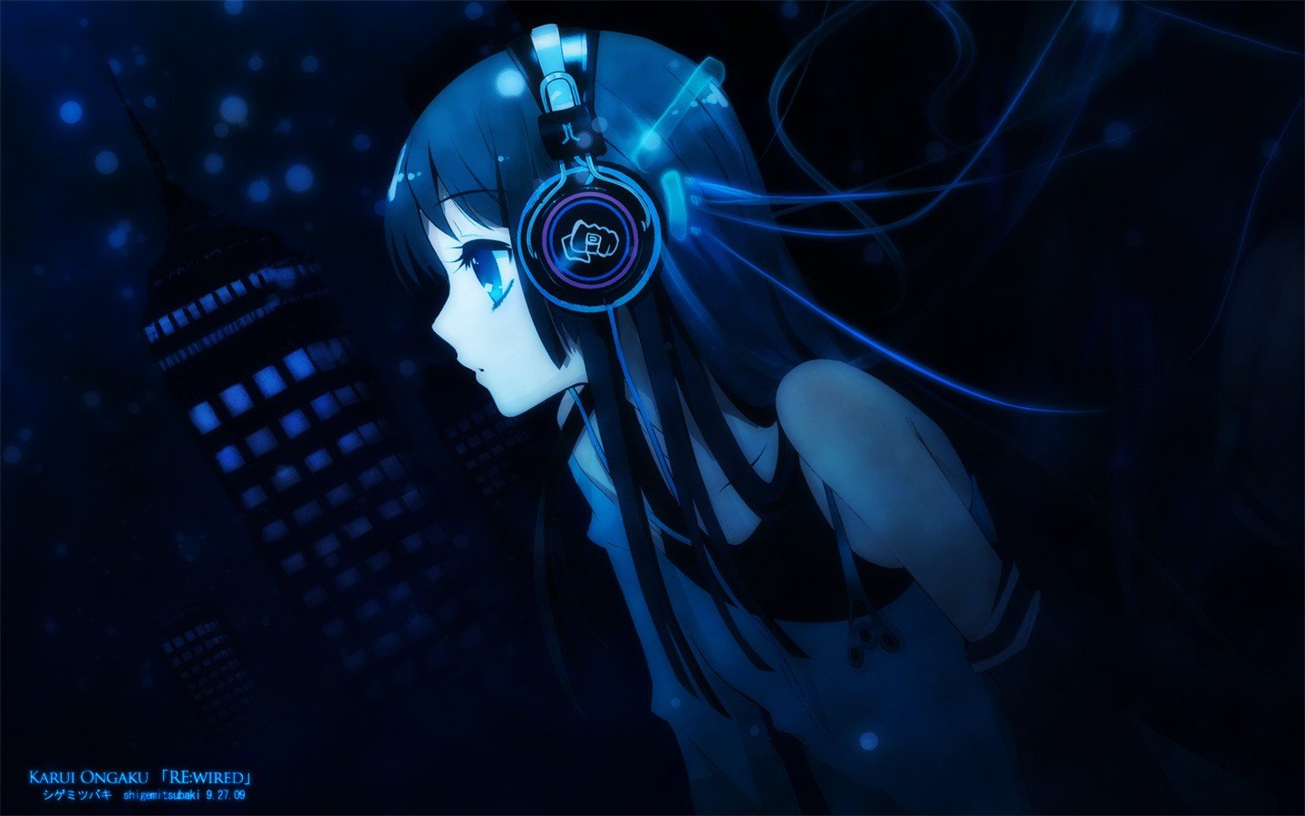 anime, Headphones, K ON!, Akiyama Mio Wallpaper