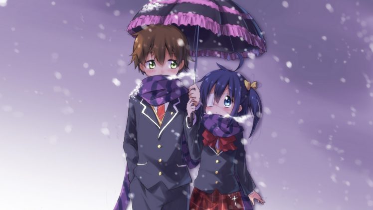 anime, Winter, Chuunibyou demo Koi ga Shitai!, Takanashi Rikka, Togashi Yuuta HD Wallpaper Desktop Background