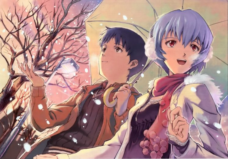 anime, Winter, Neon Genesis Evangelion, Ikari Shinji, Ayanami Rei HD Wallpaper Desktop Background