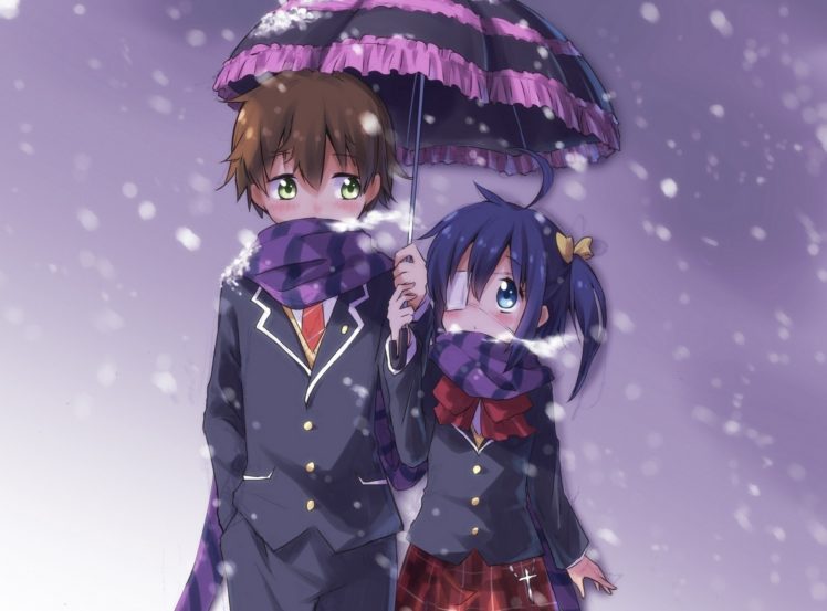 anime, Winter, Chuunibyou demo Koi ga Shitai!, Takanashi Rikka, Togashi Yuuta HD Wallpaper Desktop Background