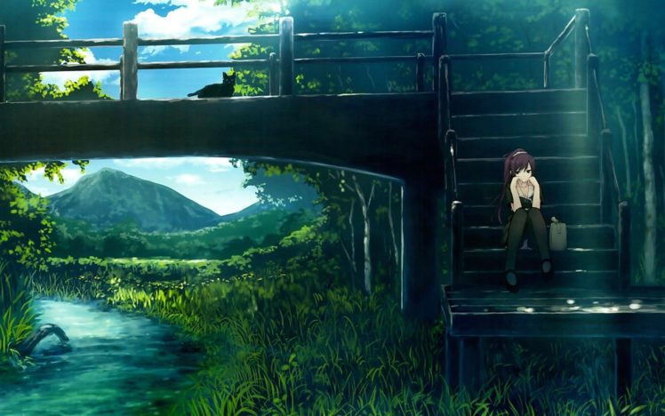 nature, Anime girls, Monogatari Series, Senjougahara Hitagi HD Wallpaper Desktop Background