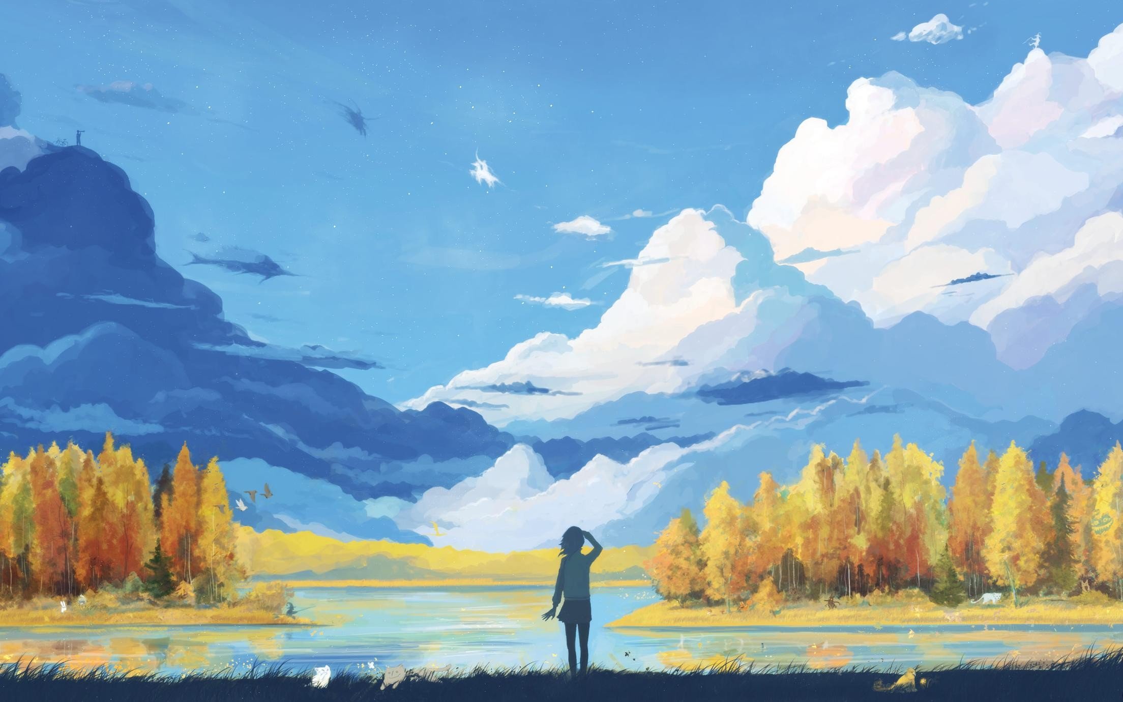 clouds, Lake Wallpaper