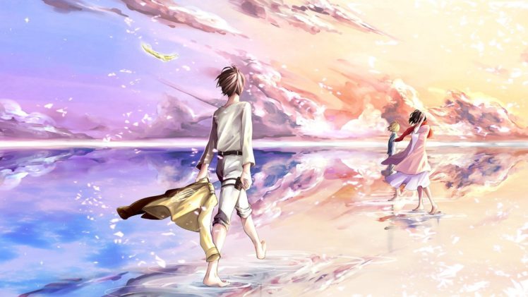 Shingeki no Kyojin, Anime, Mikasa Ackerman, Eren Jeager, Armin Arlert HD Wallpaper Desktop Background