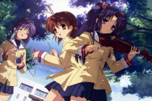 Clannad, Anime, Anime girls, Violin, Nagisa Furukawa, Ichinose Kotomi, Schoolgirls