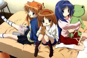 anime girls, Blue hair, Redhead, Kanon