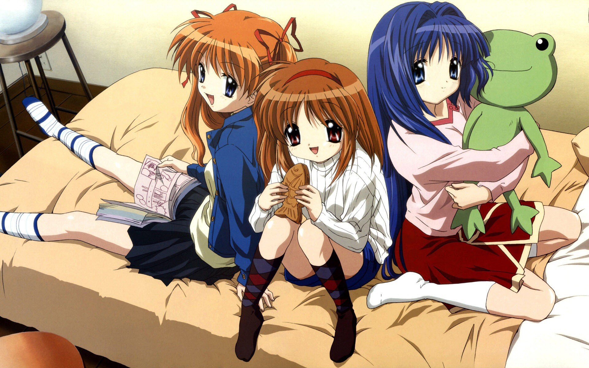 anime girls, Blue hair, Redhead, Kanon Wallpaper