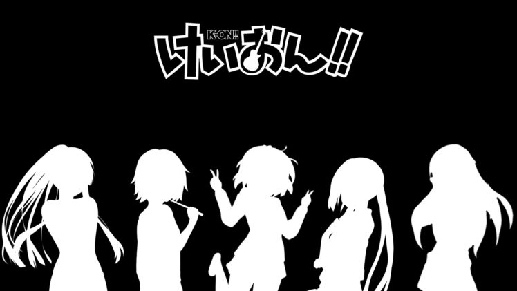 anime, K ON!, Hirasawa Yui, Akiyama Mio, Tainaka Ritsu, Kotobuki Tsumugi, Nakano Azusa, Monochrome HD Wallpaper Desktop Background