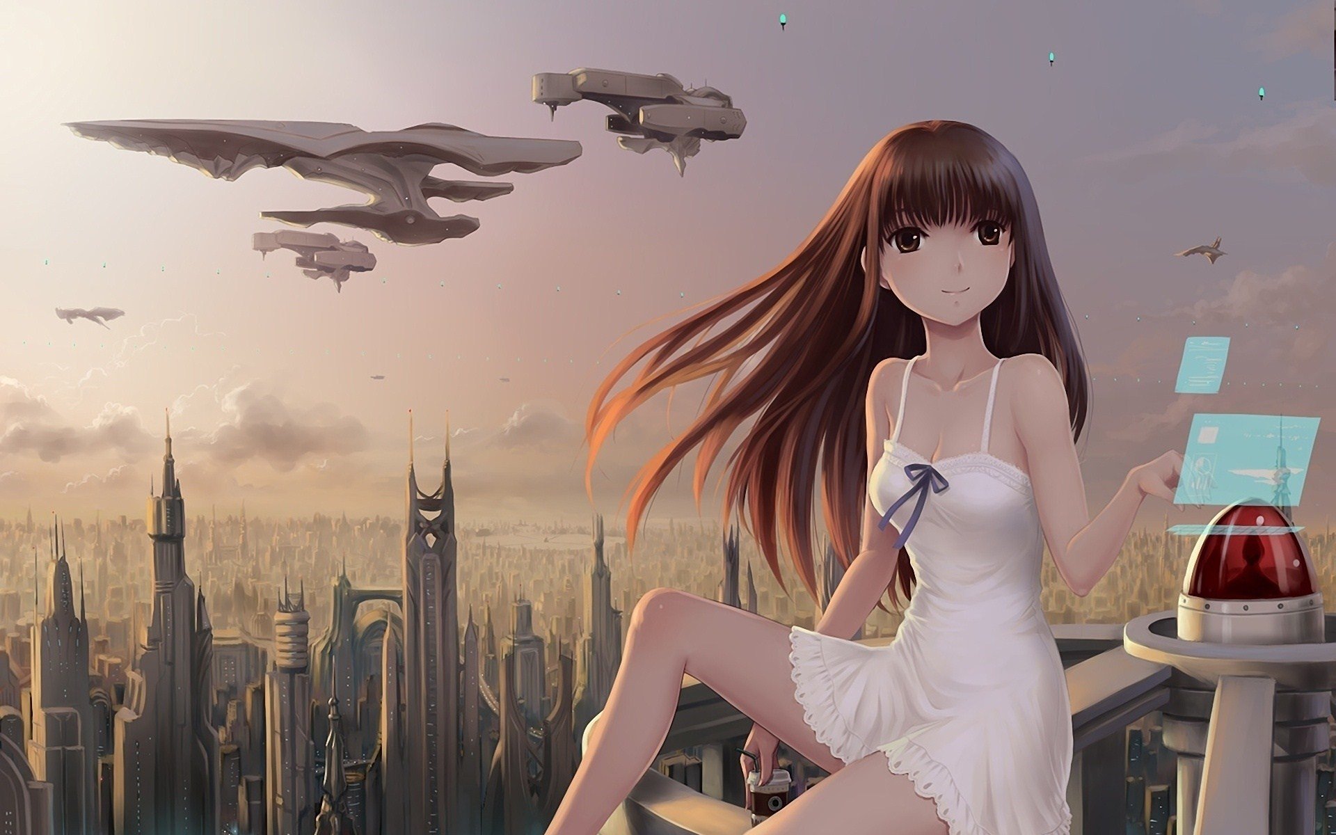 anime girls, Futuristic Wallpaper