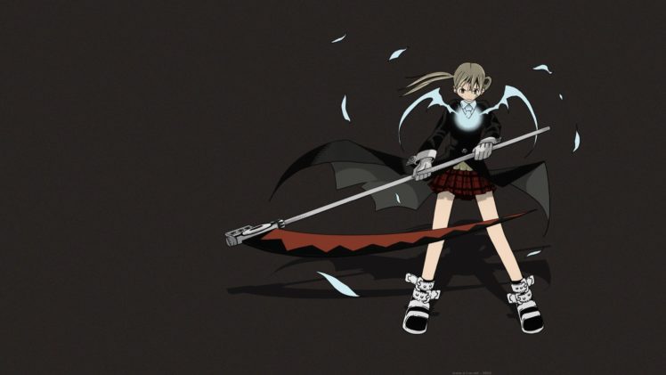 Maka Albarn, Anime, Manga, Soul Eater, Short skirt, Fantasy weapons, Long hair, Schoolgirls, Scythe HD Wallpaper Desktop Background