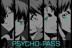 Psycho Pass, Anime, Selective coloring, Tsunemori Akane, Kunizuka Yayoi, Masaoka Tomomi, Kagari Shuusei, Kougami Shinya