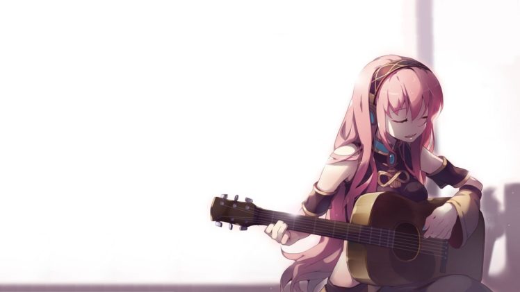 anime girls, Megurine Luka, Vocaloid, Guitar HD Wallpaper Desktop Background