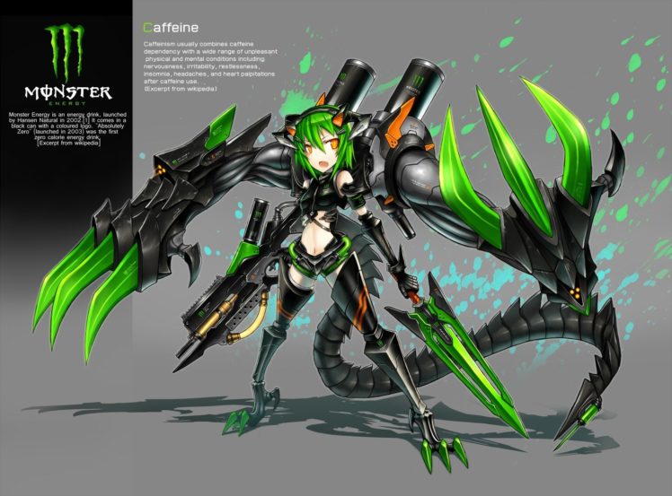 Monster Energy, Anime girls, GiA HD Wallpaper Desktop Background