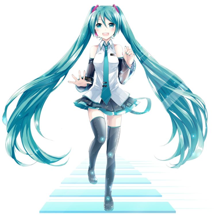Vocaloid, Hatsune Miku, Long hair, Twintails, Thigh highs, Neckties, Anime girls, Anime HD Wallpaper Desktop Background