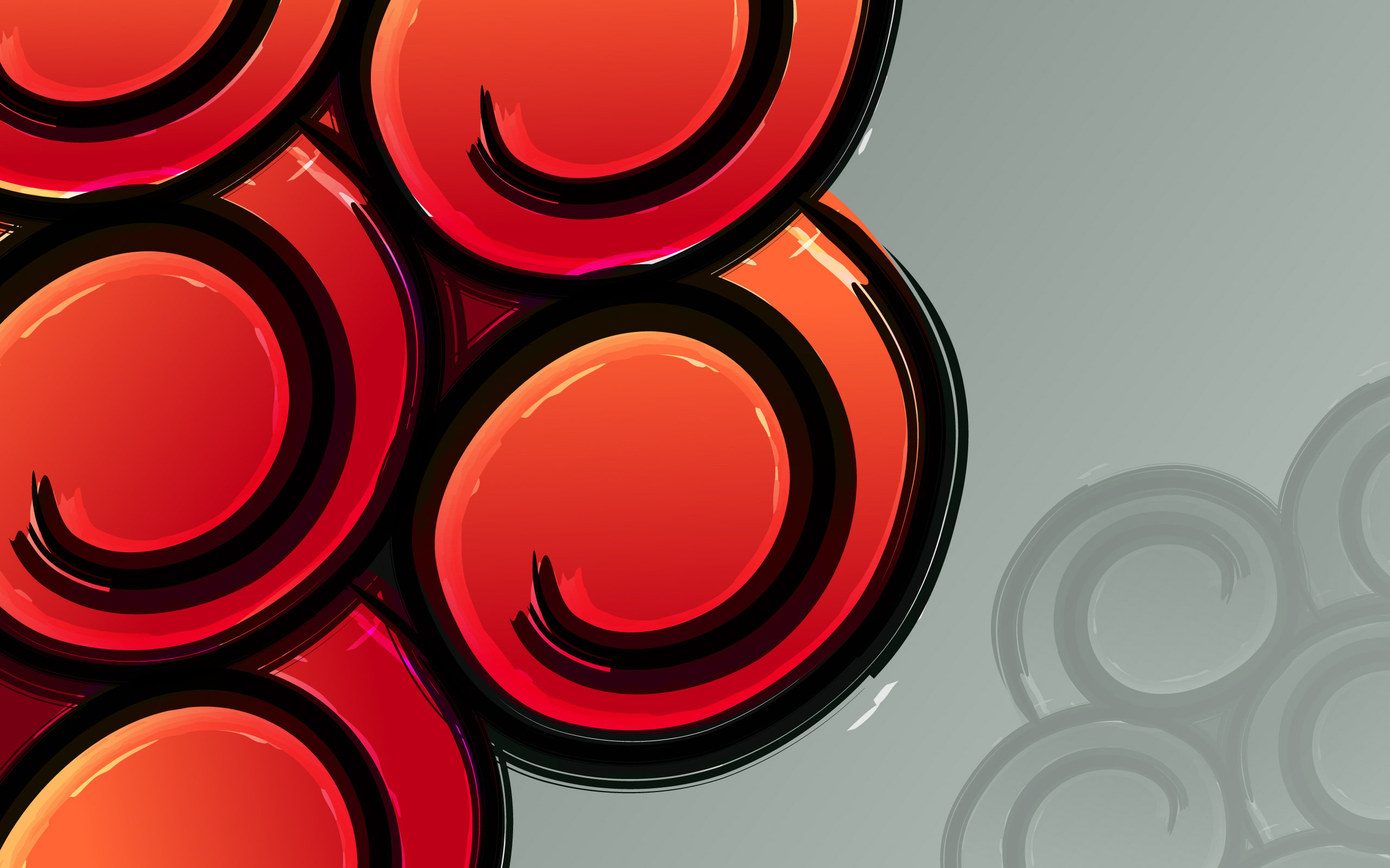 red, Curls, Vector Wallpaper