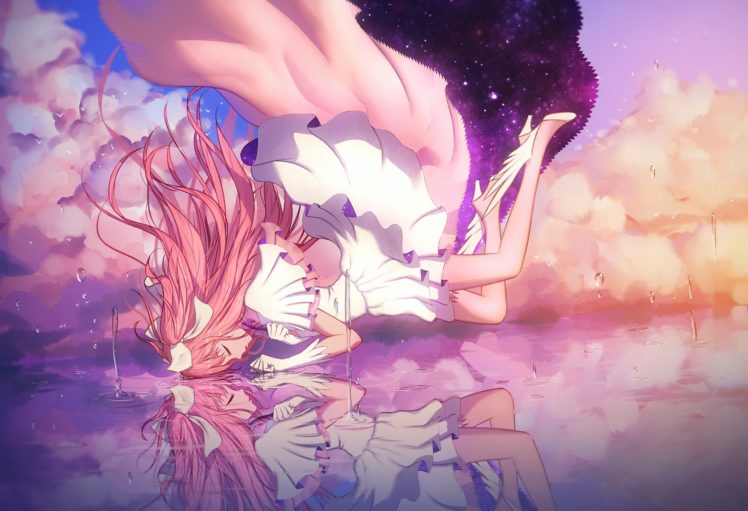 anime, Dress, Pink hair, Long hair, Water, Anime girls, Mahou Shoujo Madoka Magica, Kaname Madoka HD Wallpaper Desktop Background
