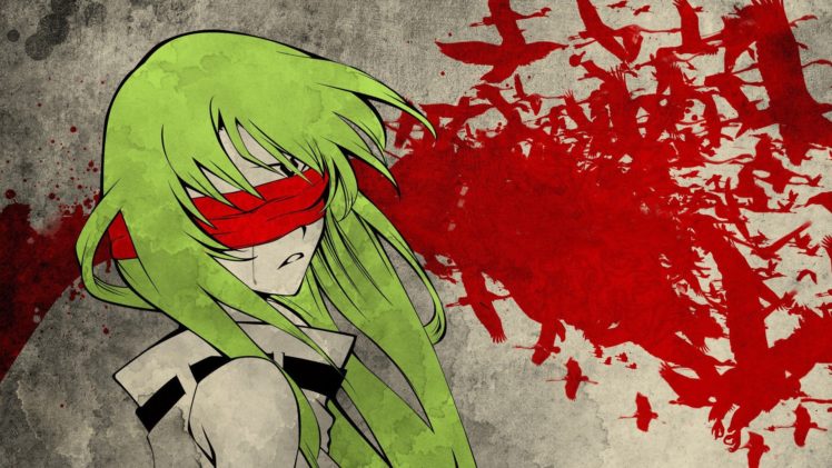 Code Geass, C.C., Blindfold, Green hair, Birds, Anime girls HD Wallpaper Desktop Background