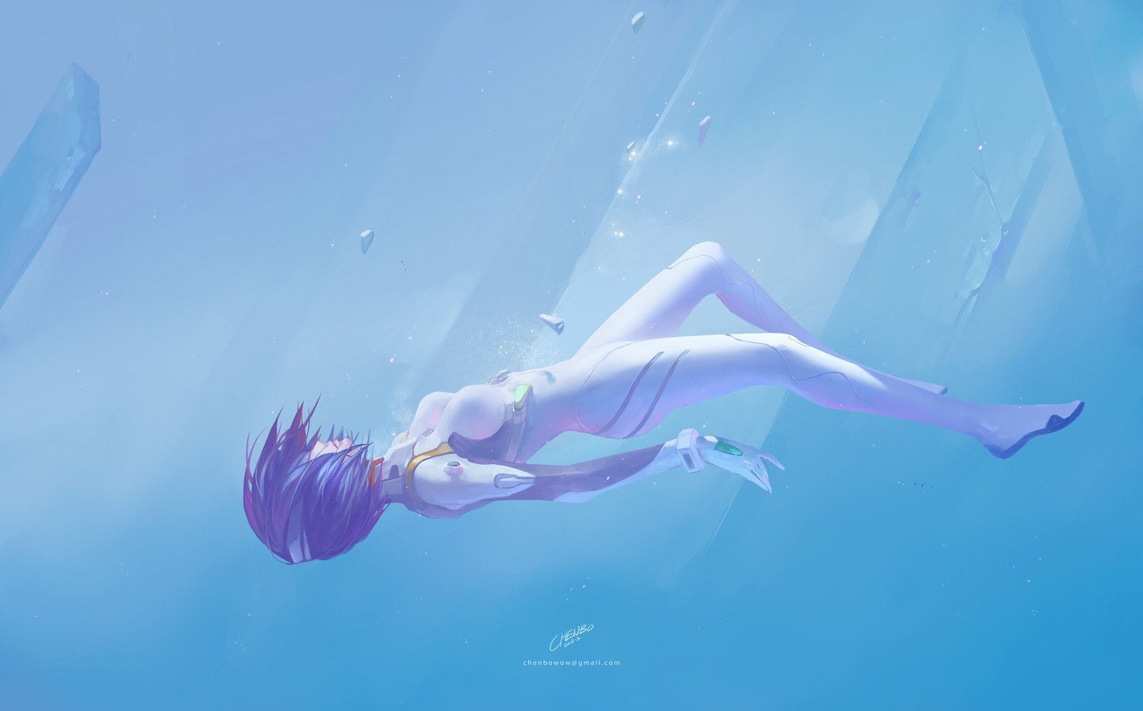 underwater, Anime girls, Anime, Artwork, Neon Genesis Evangelion, Ayanami Rei, Manga Wallpaper